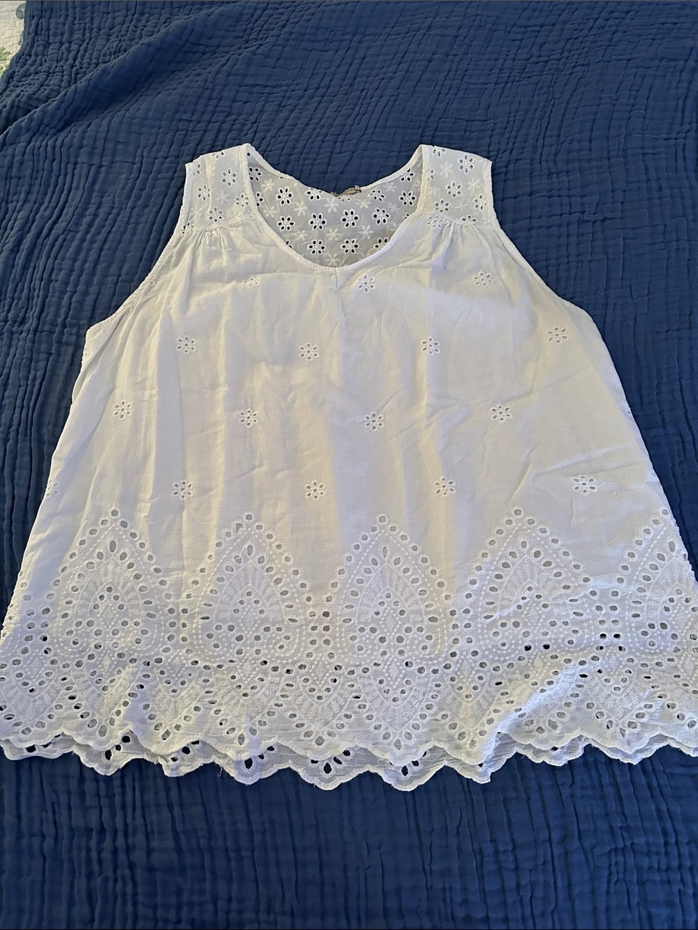 Valentina White Eyelet Tank Top